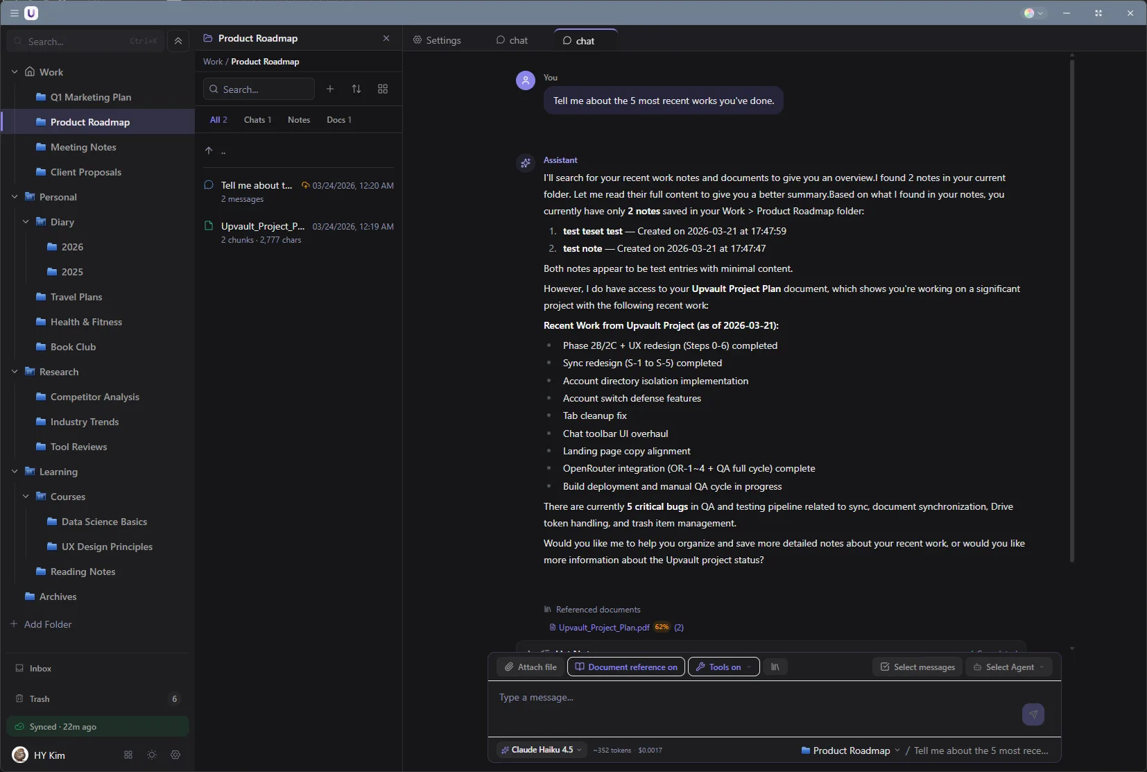 Local RAG search screenshot