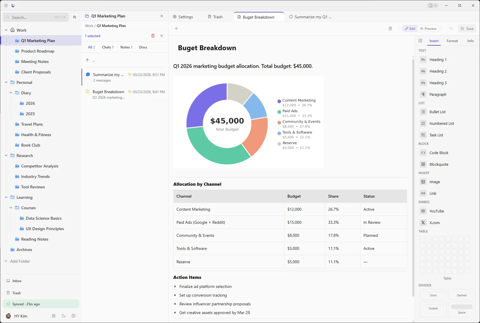 Upvault desktop app — AI chat with persistent memory